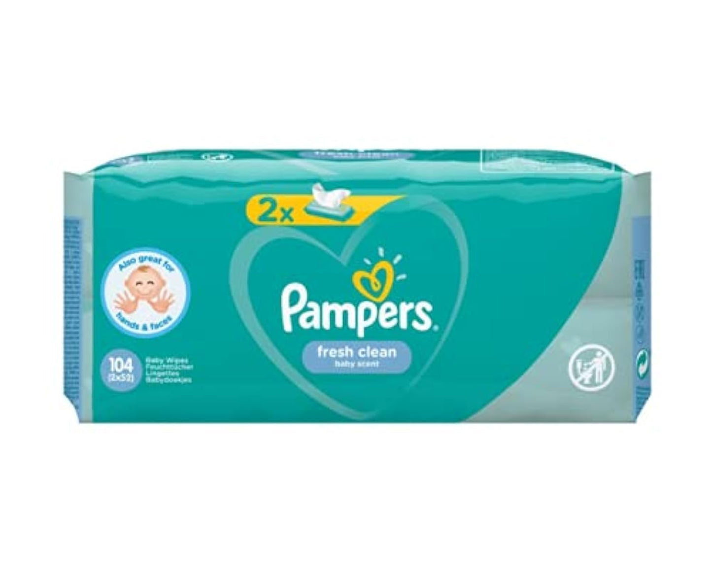 Pampers Fresh Clean Baby våtservetter, vit 2 x 52 = 104 st