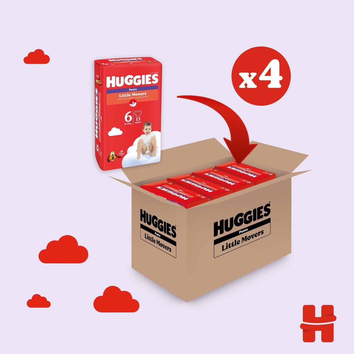 Huggies Ultra Comfort Blöja Trosor, Storlek 6 (15-25 kg), Förpackning om 52 blöjor