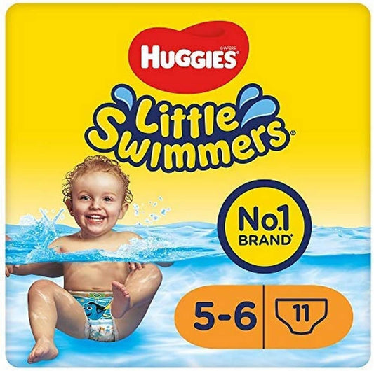 Huggies Little Swimmers, badblöjor, storlek 5-6 - 33 byxor - maximalt skydd simblöjor med läckageskydd - töjbart midjeband runt