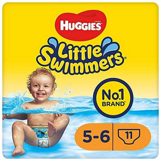 Huggies Little Swimmers, badblöjor, storlek 5-6 - 33 byxor - maximalt skydd simblöjor med läckageskydd - töjbart midjeband runt
