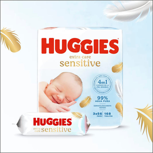 Huggies Pure Extra Care Våtservetter för barn, 3x56, 168 st