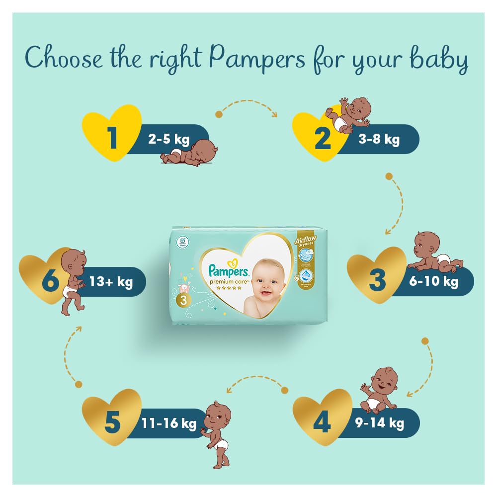 Pampers Blöjstorlek 0 (<3 kg), Premium Care Blöjor, 30 st, Bästa Komfort och Känsligt Hudskydd från Pampers