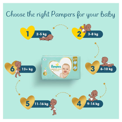 Pampers Blöjstorlek 0 (<3 kg), Premium Care Blöjor, 30 st, Bästa Komfort och Känsligt Hudskydd från Pampers