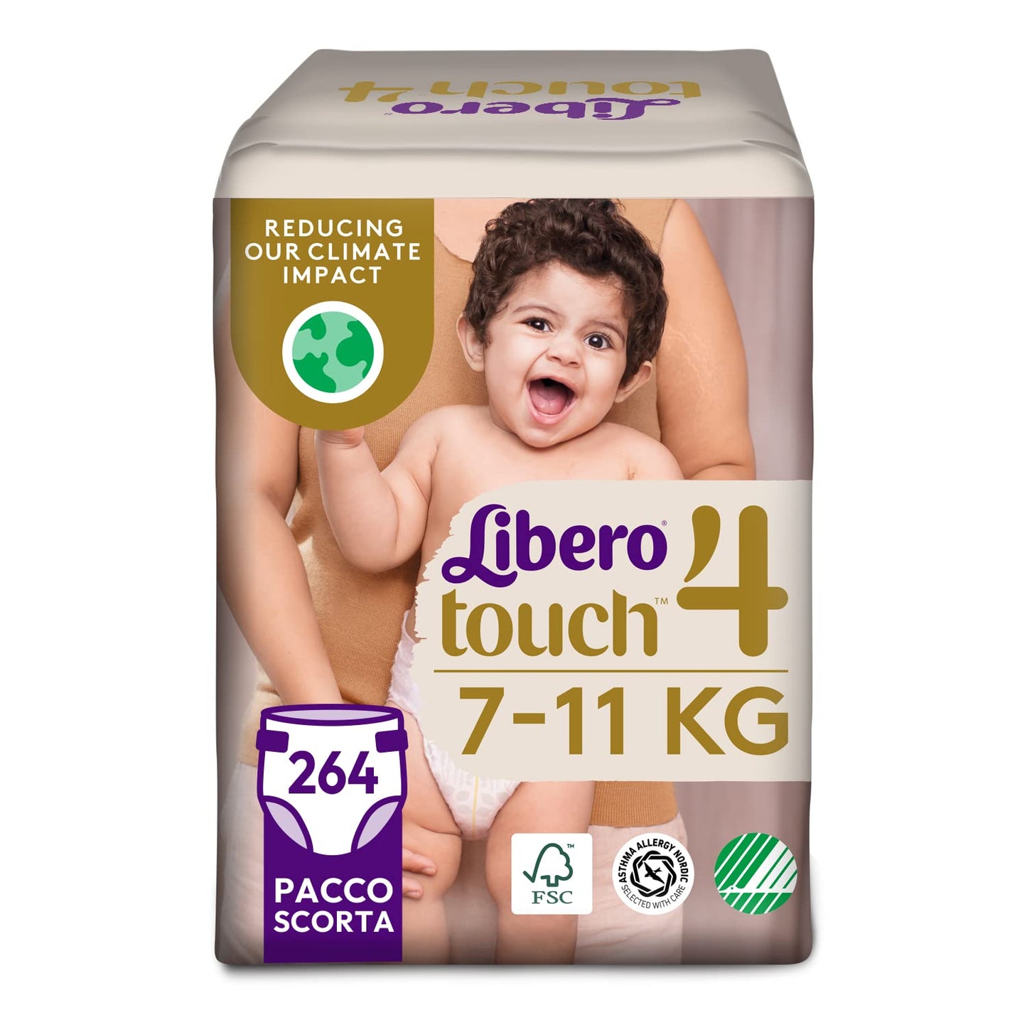 Libero Touch Babyblöjor Storlek 4, 6 Förpackningar x 44 stycken 7-11 kg *STORPACK*
