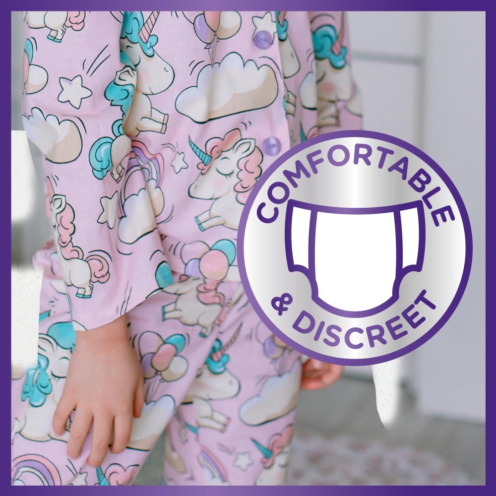 Huggies DryNites, Pyjamasbyxor för flickor – storlekar 4-7 år (30 byxor) – oslagbart natttidsskydd med diskret skydd och roliga mönster
