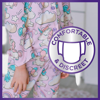 Huggies DryNites, Pyjamasbyxor för flickor – storlekar 4-7 år (30 byxor) – oslagbart natttidsskydd med diskret skydd och roliga mönster