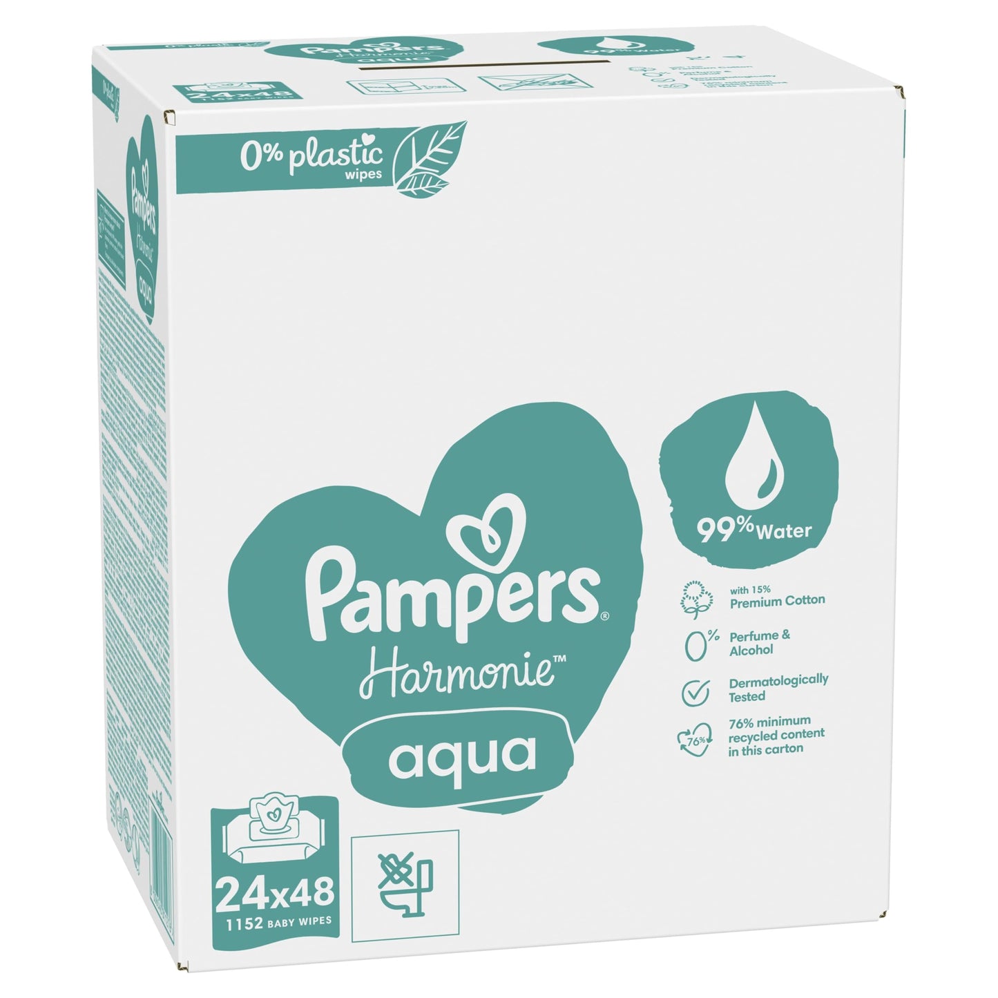 Pampers Harmoni Aqua Baby våtservetter 24 x 48 = 1152 st - 99% vatten *STORPACK*