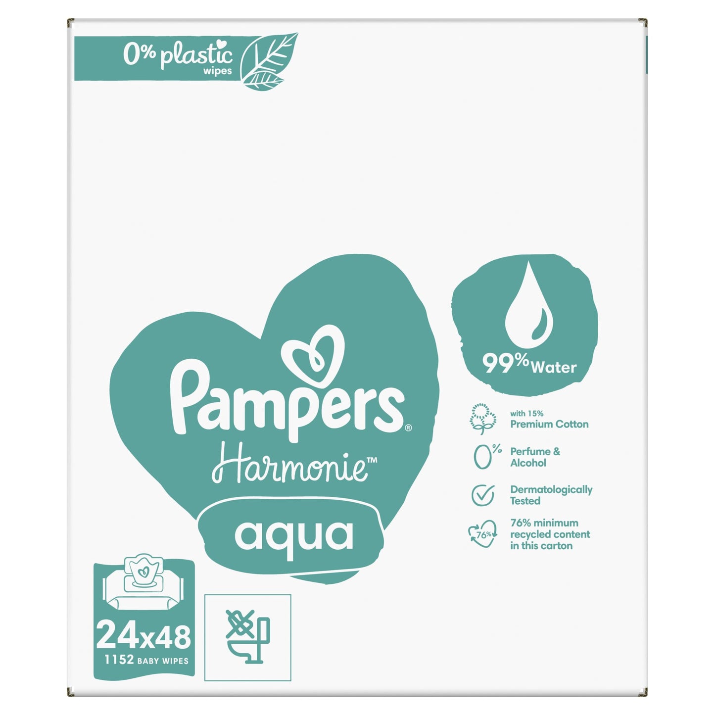 Pampers Harmoni Aqua Baby våtservetter 24 x 48 = 1152 st - 99% vatten *STORPACK*