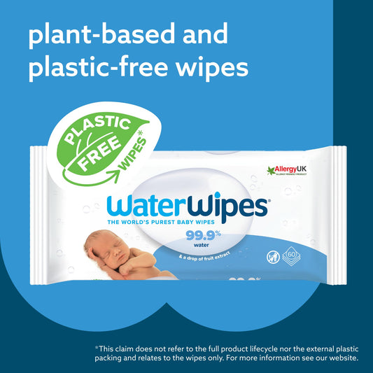 WaterWipes Original Baby Wipes, 1080 st (18-pack), 99,9% vatten, oparfymerade, för känslig hud *STORPACK*