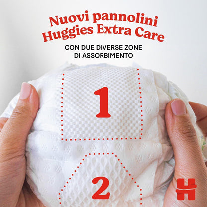 Huggies Extra Care Blöjor, storlek 4 (7-18kg), 66-pack blöjor (33x2)