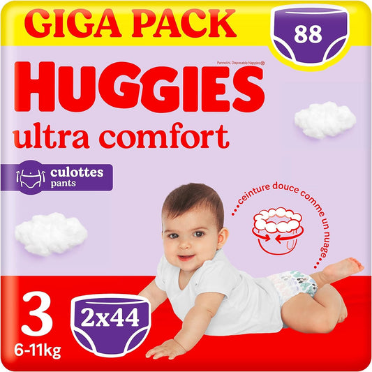 Huggies Ultra Comfort blöjor, storlek 3 (6–11 kg) 88 st