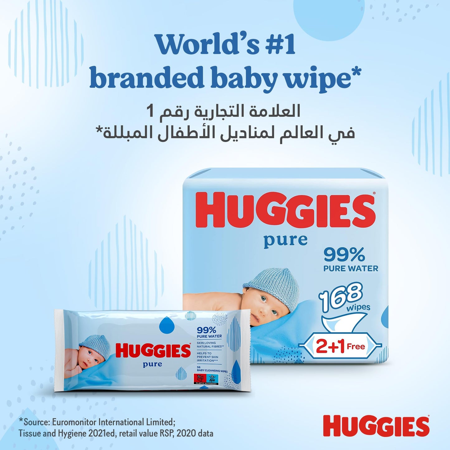 Huggies Pure Babyvåtservetter, Paket med 56 st
