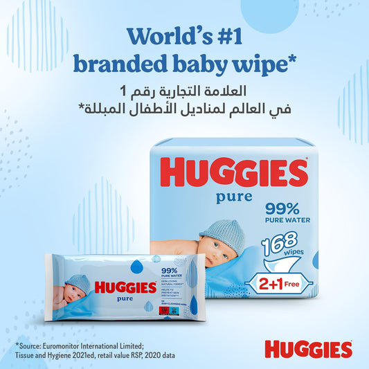 Huggies Pure Babyvåtservetter, Paket med 56 st
