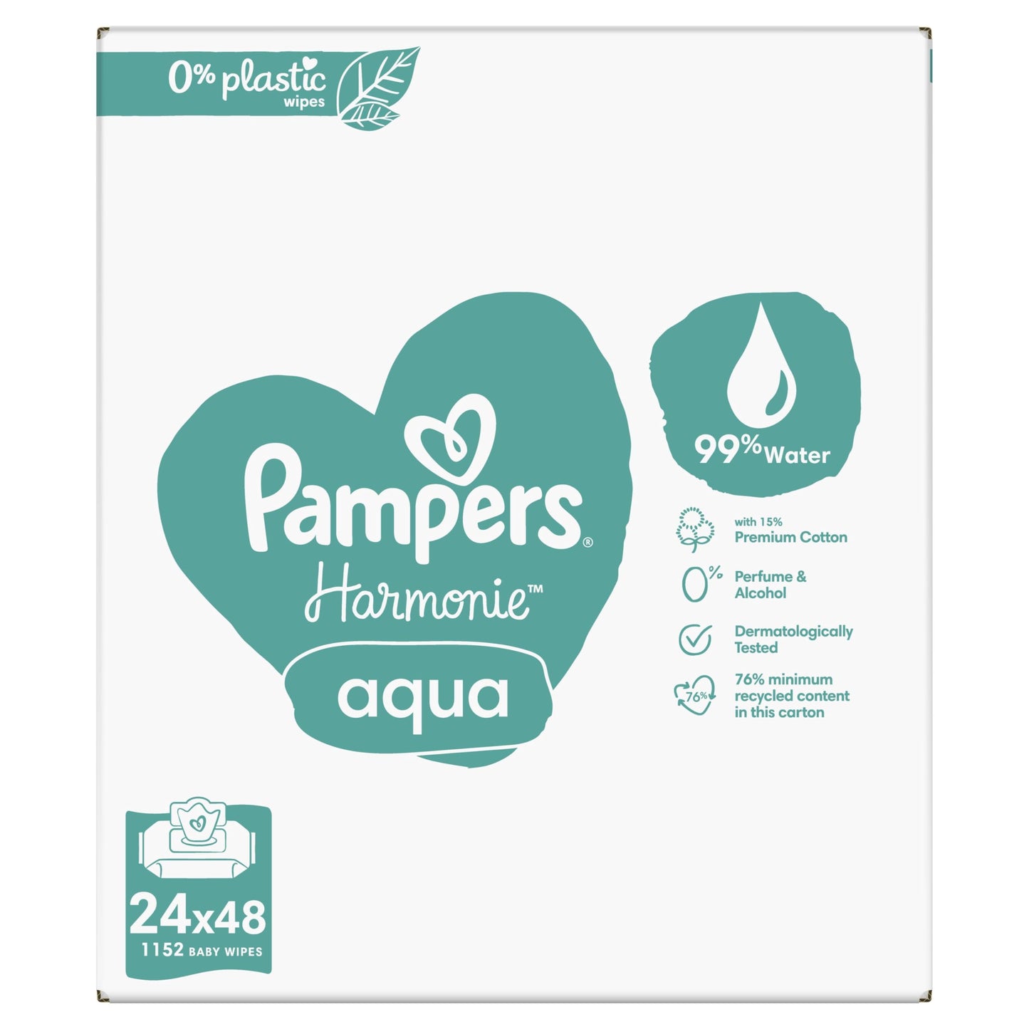 Pampers Harmoni Aqua Baby våtservetter 24 x 48 = 1152 st - 99% vatten *STORPACK*