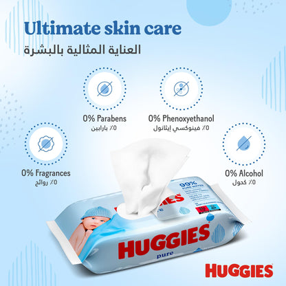 Huggies Pure Babyvåtservetter, Paket med 56 st