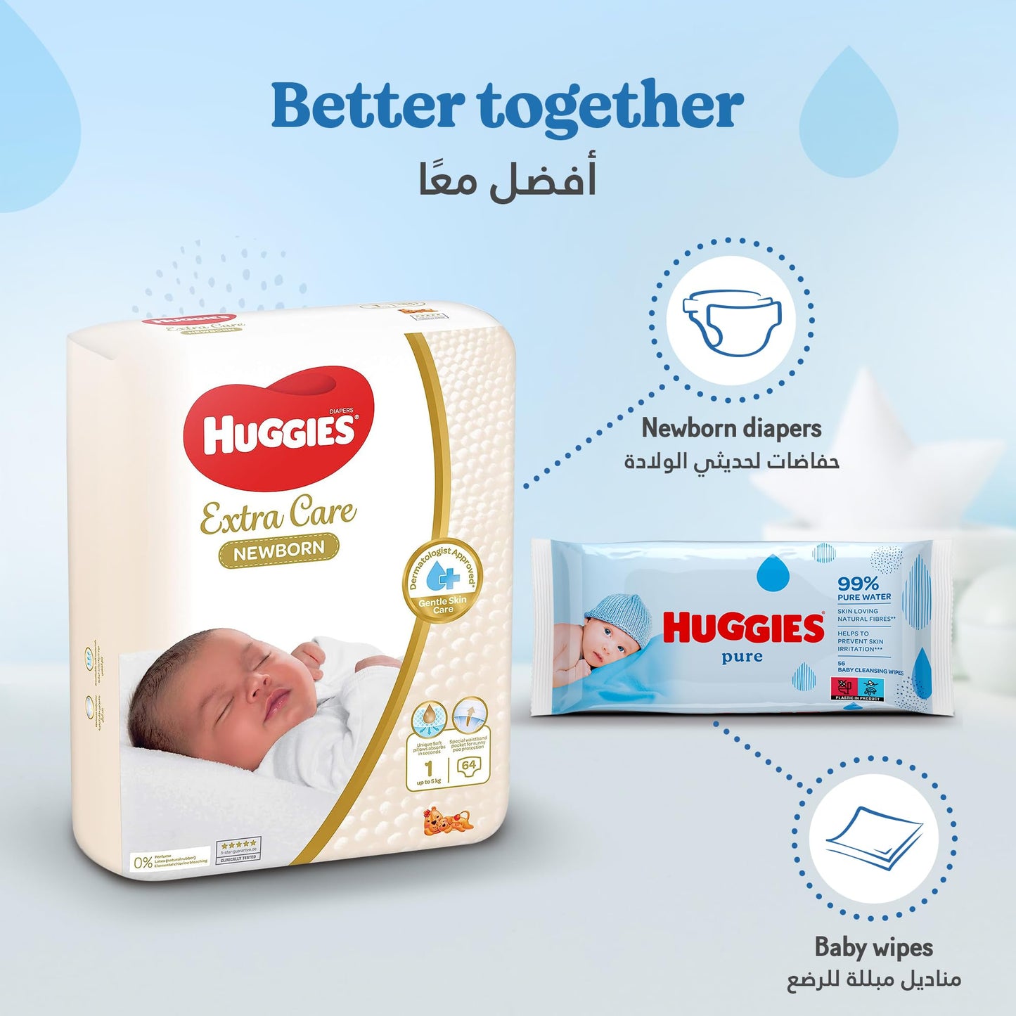 Huggies Pure Babyvåtservetter, Paket med 56 st