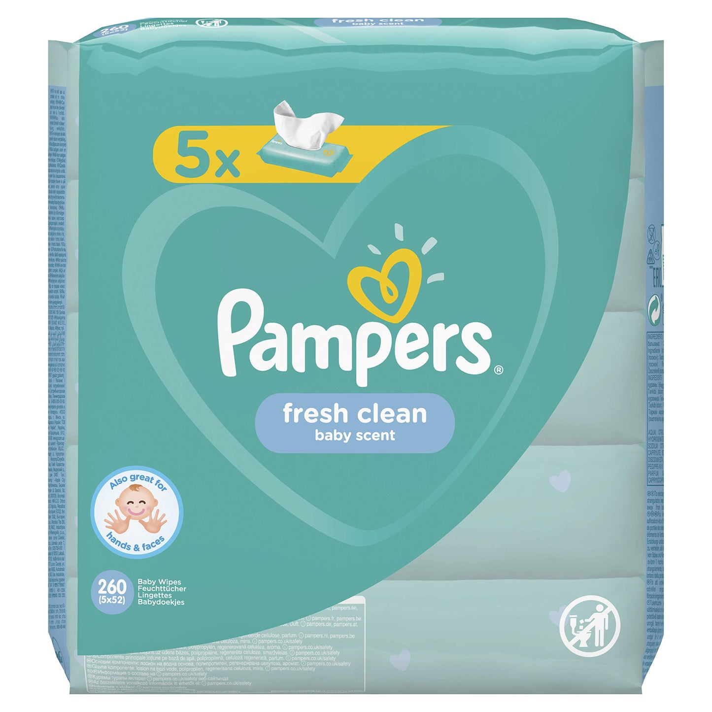 Pampers Fresh Clean Våtservetter, 5 x 52 st = 260 st
