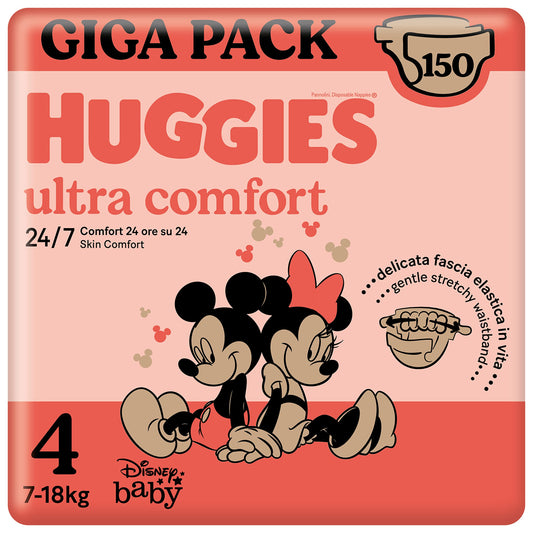 Huggies Ultra Comfort-blöjor, storlek 4 (7–18 kg), 150 st, *STORPACK*