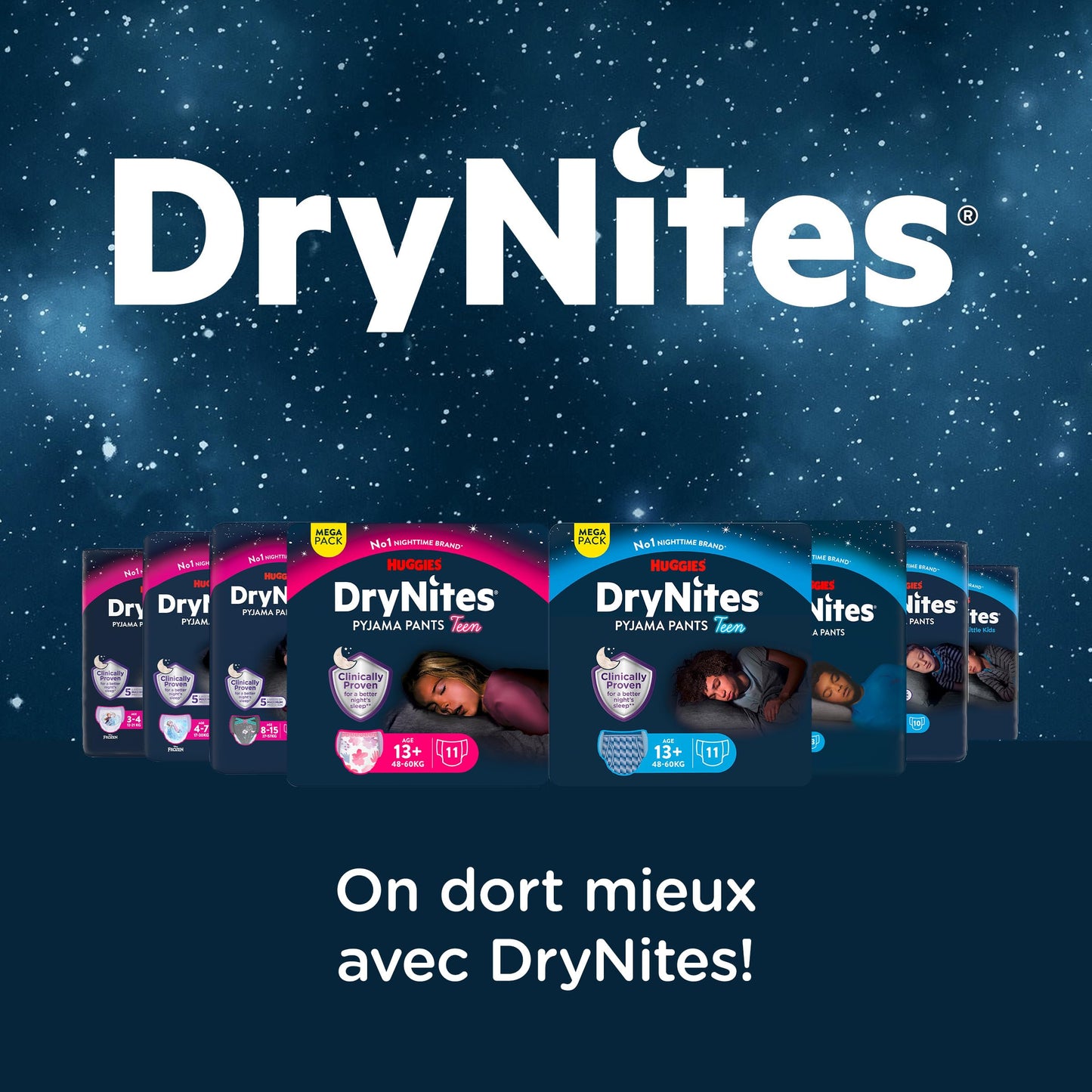 DryNites Blöjor, 4–7 år, Paket med 64