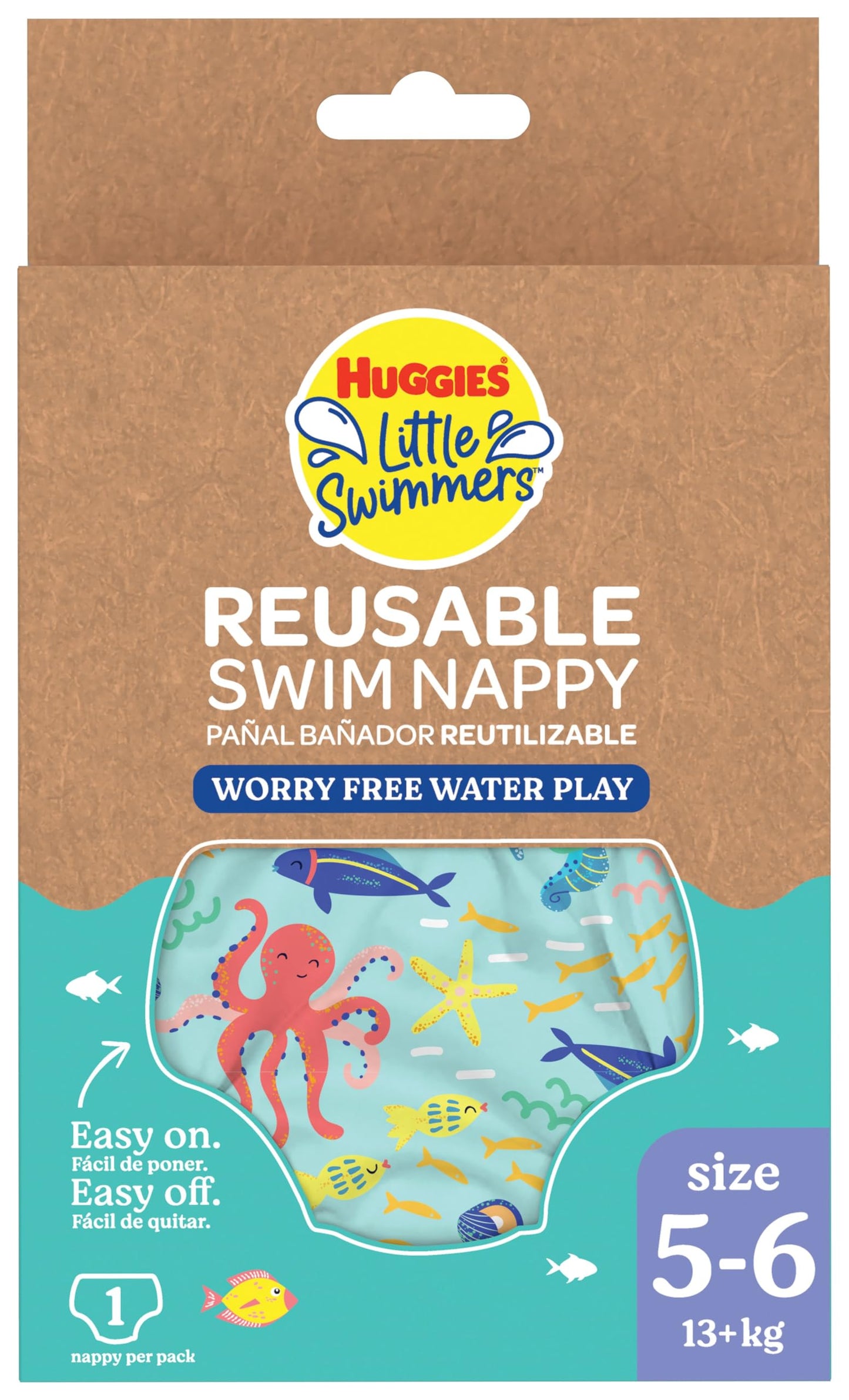Huggies Little Swimmers, Storlek 5-6 (12-18 kg), 1 Blöja Återanvändningsbar med Marin