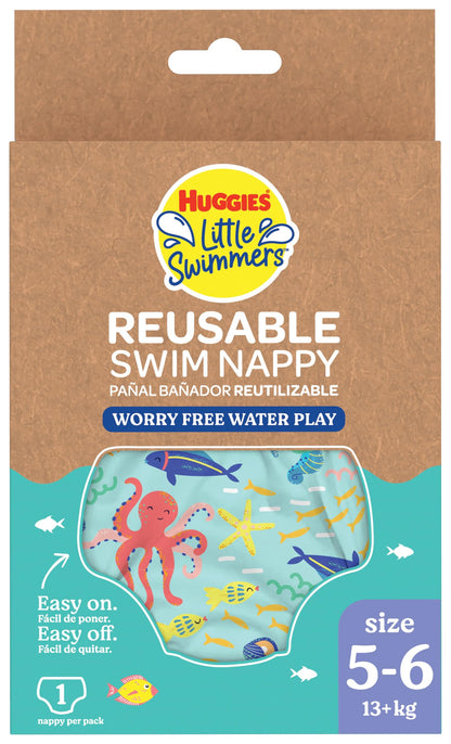 Huggies Little Swimmers, Storlek 5-6 (12-18 kg), 1 Blöja Återanvändningsbar med Marin