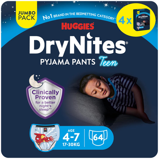 DryNites Blöjor, 4–7 år, Paket med 64