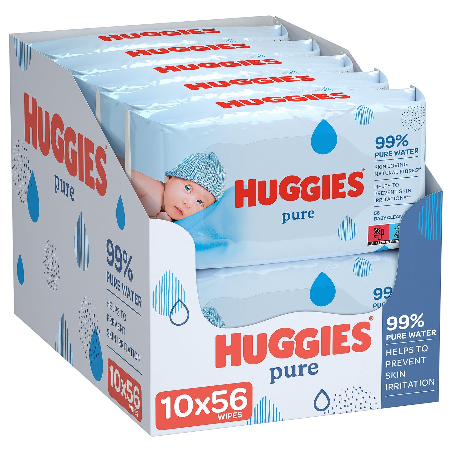 Huggies Pure Parfymfri Babyvåtservetter, 10 x 56 st *STORPACK*