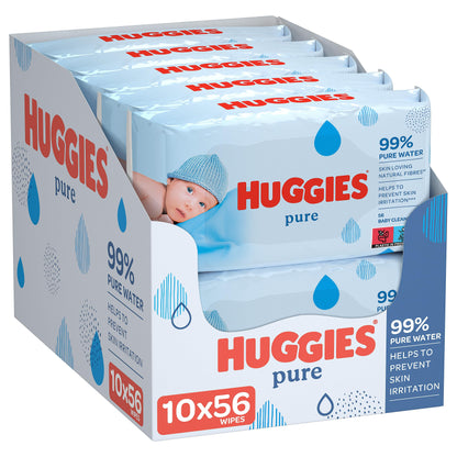Huggies Pure Parfymfri Babyvåtservetter, 10 x 56 st *STORPACK*