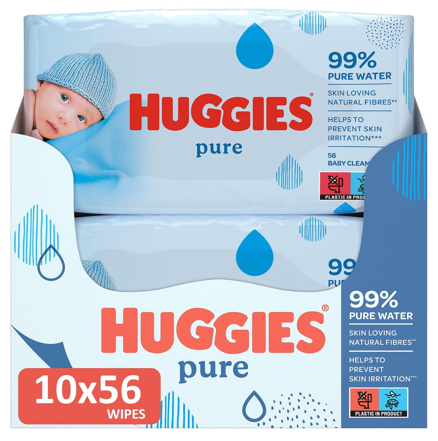Huggies Pure Parfymfri Babyvåtservetter, 10 x 56 st *STORPACK*