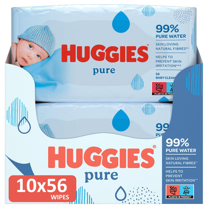 Huggies Pure Parfymfri Babyvåtservetter, 10 x 56 st *STORPACK*