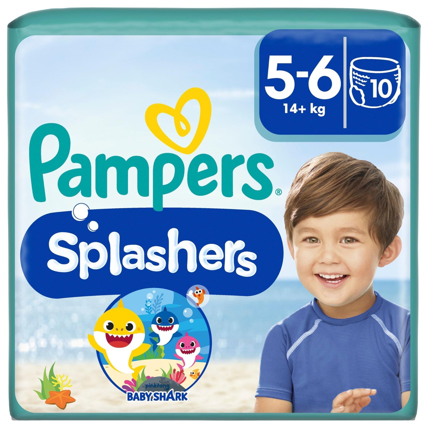 Pampers Splashers storlek 5-6, 10 engångsbadblöjor, för ett säkert skydd i vattnet