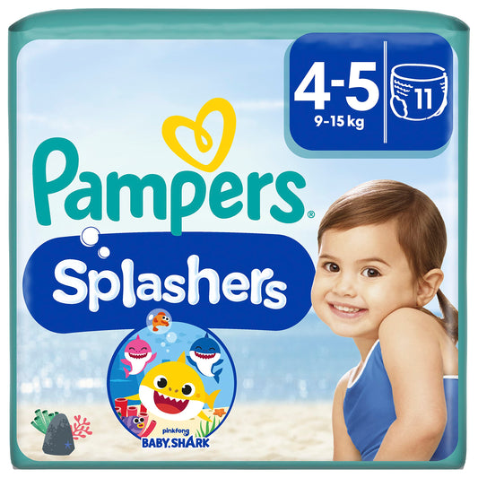 Pampers Blöjor storlek 4–5, Splashers Baby Shark Limited Edition, 11 stycken