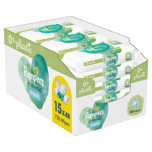 Pampers Harmonie Aqua Baby 720 st (15 x 48),med 99% vatten